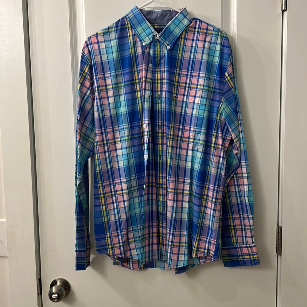 Crown and Ivy long sleeve button down. Easter colors